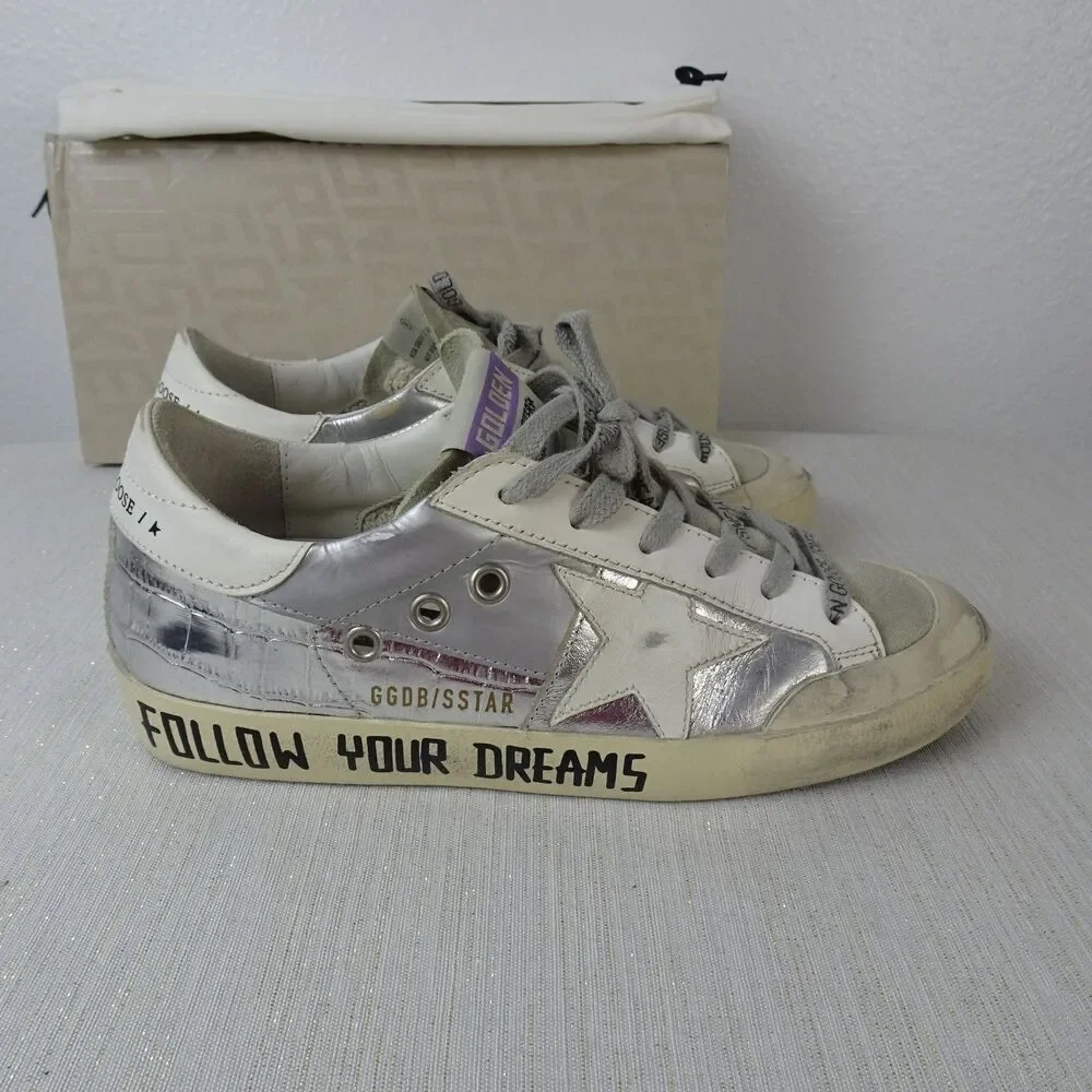 Golden Goose Sneakers Super Star Penstar Silver White Leather Women 36